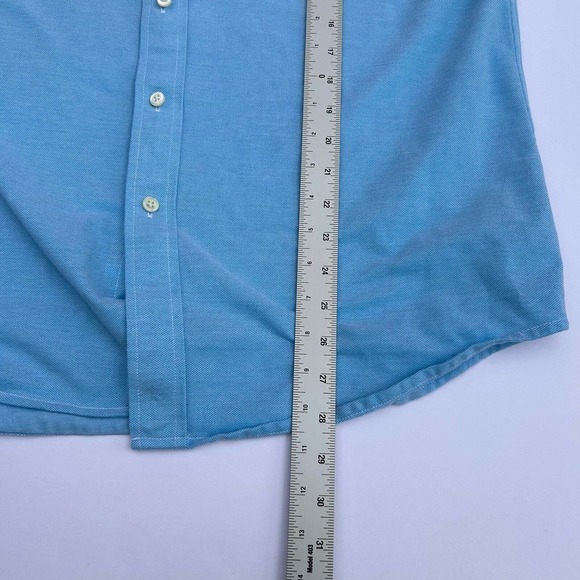 Ralph Lauren Mens Shirt XL Blue Knit Oxford Long Sleeve Pony‎ Cotton Button Up - Picture 10 of 11